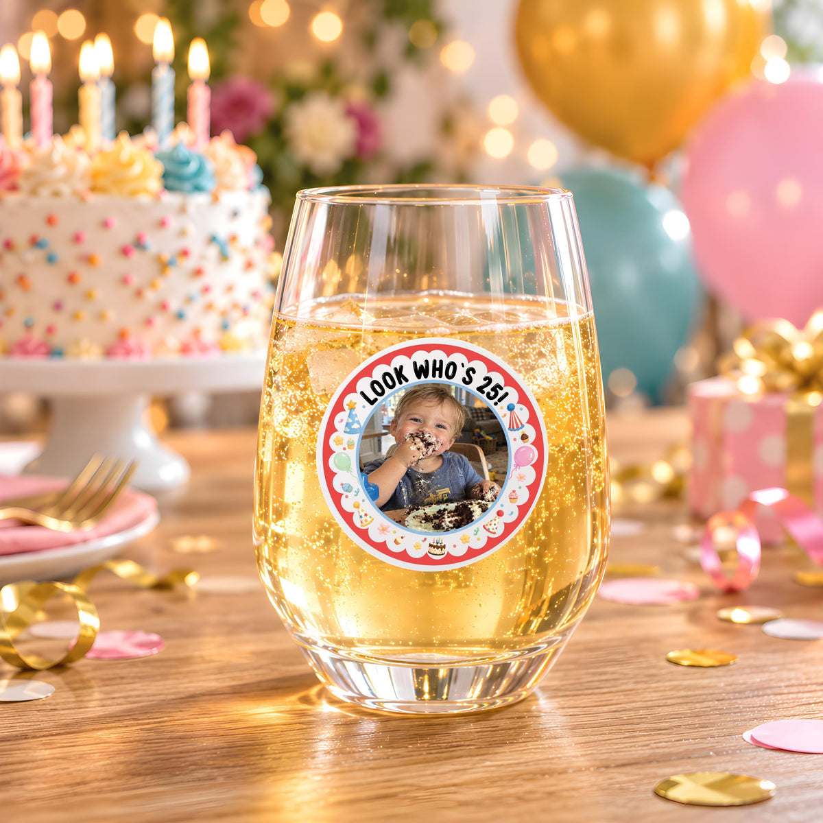 Look Who Is Turning Sticker, Custom Picture Tag, Personalized Face Sticker, Custom Birthday Gift Label