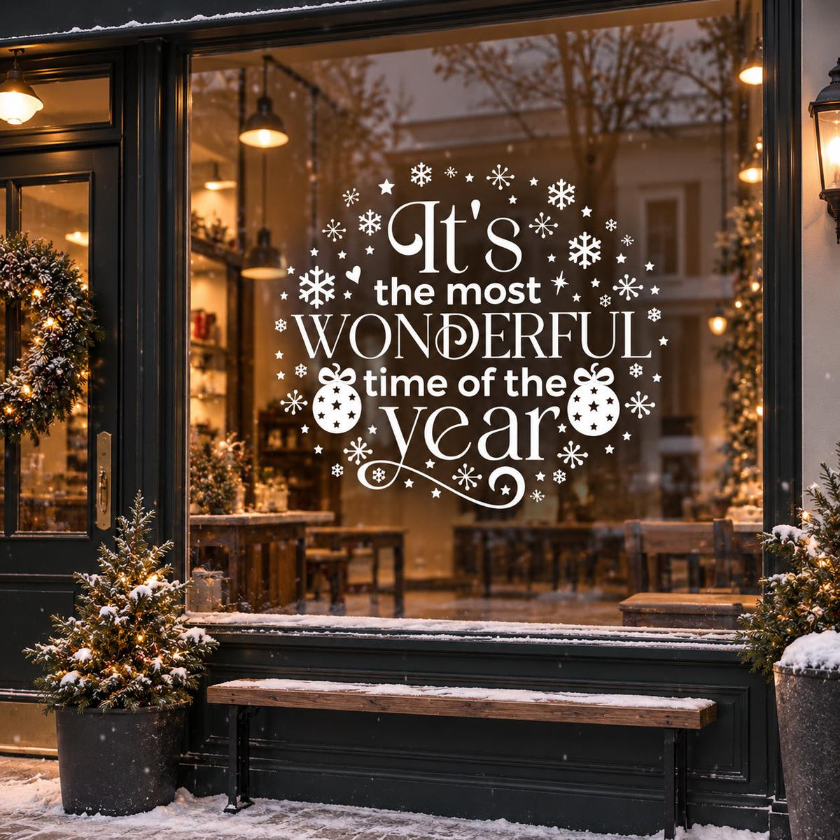 Most Wonderful Time of the Year Window Decal, Christmas Storefront Vinyl Sticker
