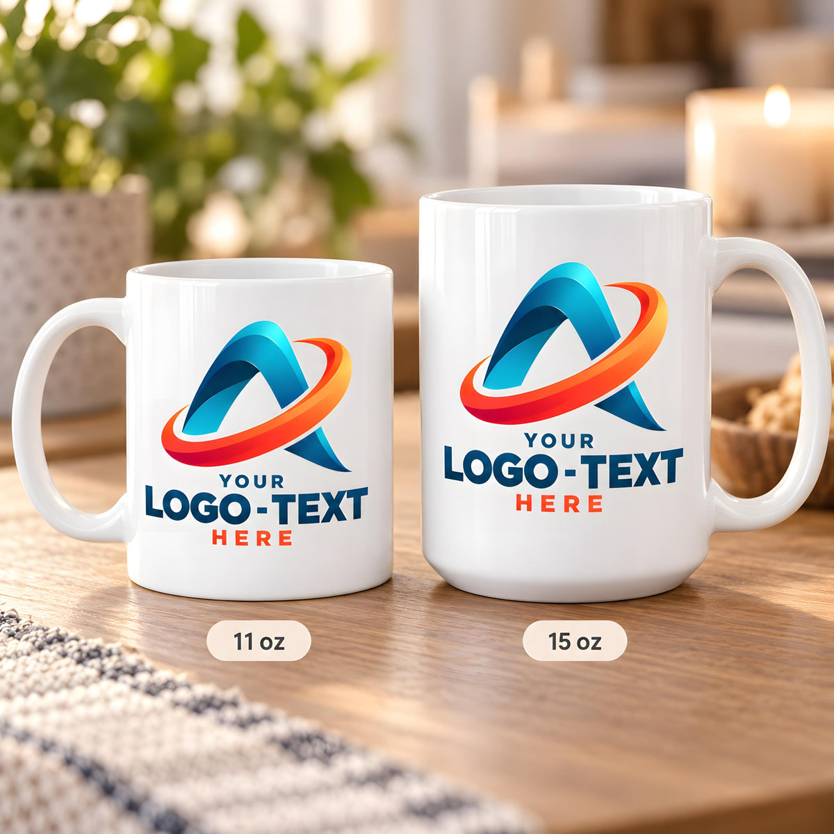Personalized Company Logo Ceramic Mug, Custom Business Image Text Accent Coffee Cup, Corporate Employee Gift, Promotional Branding Merch