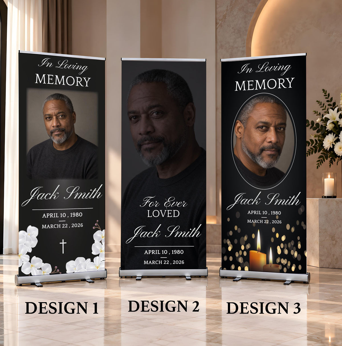 Personalized Funeral Photo Retractable Banner, Custom Memorial Roll Up Banner, In Loving Memory Funeral Welcome Sign