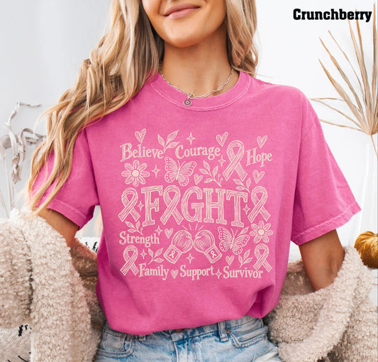 Breast Cancer Fight Comfort Colors® Shirt, Pink Ribbon Awareness Long Sleeve Tee