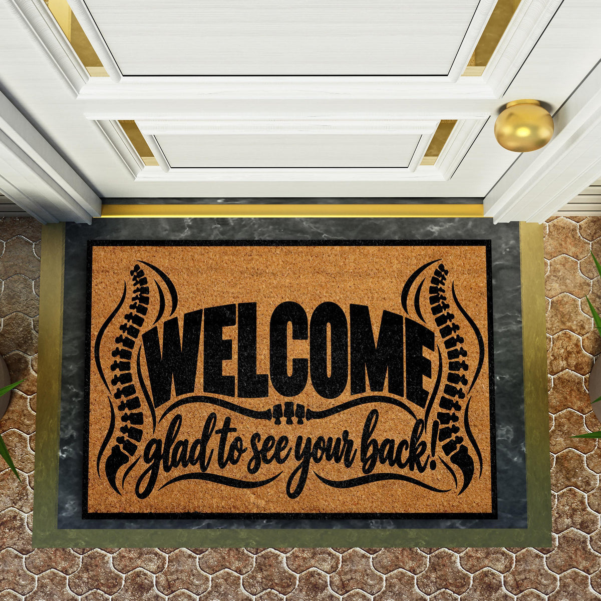 Glad to See Your Back Doormat, Funny Chiropractor Office Welcome Mat