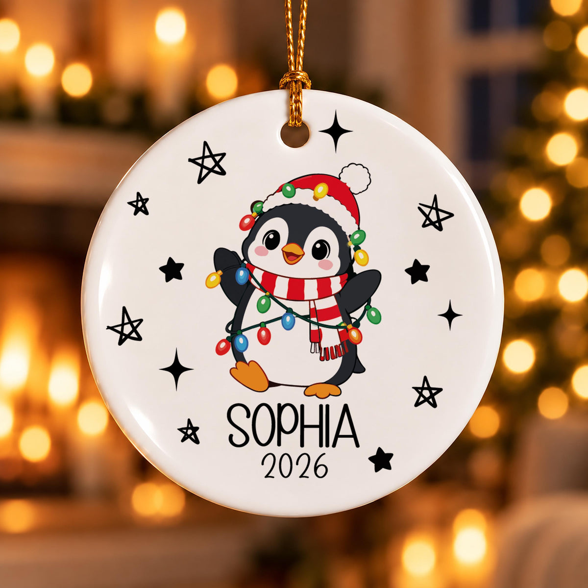 Custom Name Santa Hat Animals Mug & Ornament Set, Personalized Christmas Ceramic Mug