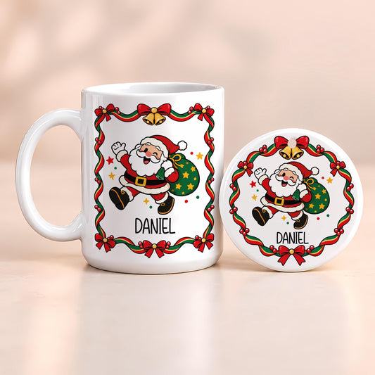 Personalized Retro Christmas Characters Mug & Ornament Set, Custom Name Ceramic Mug