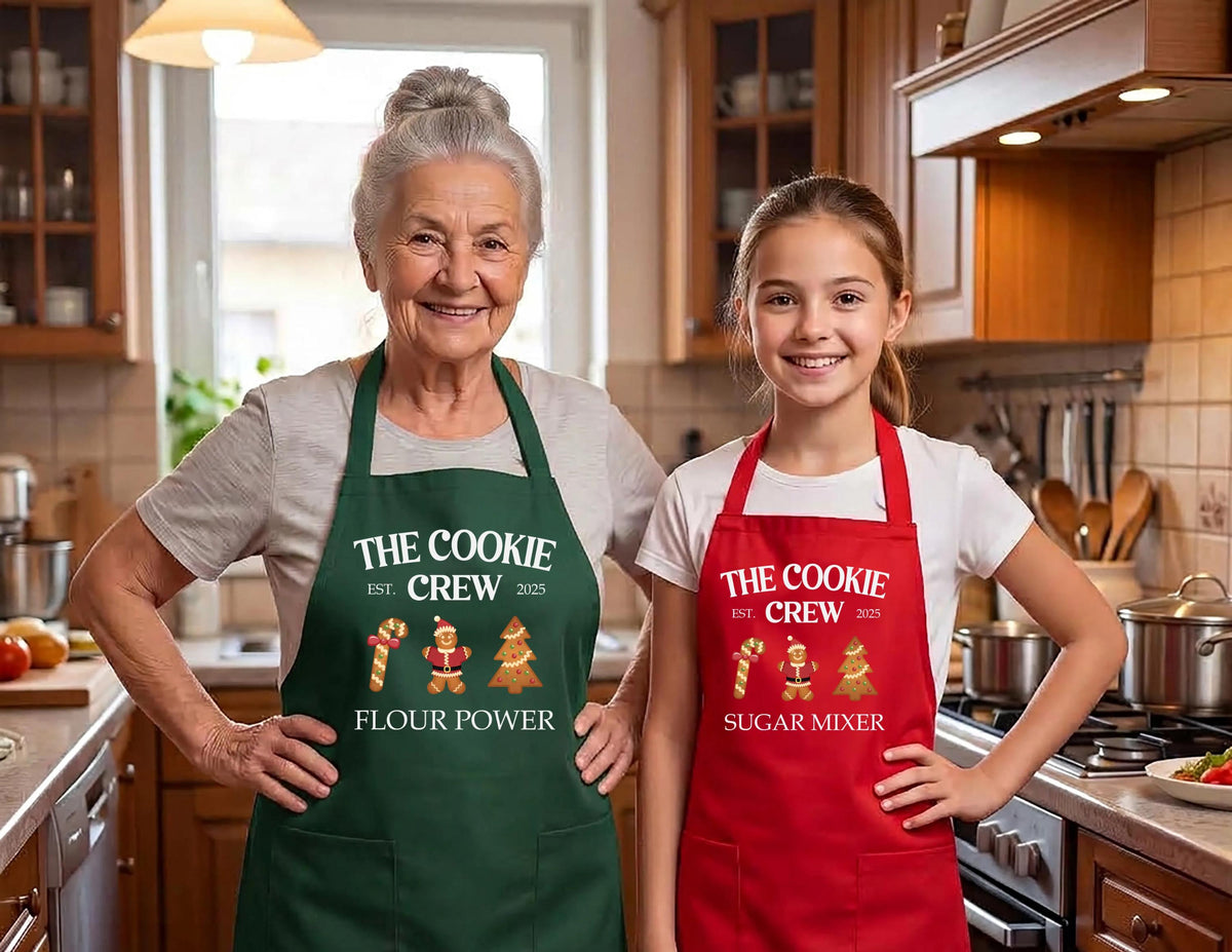 The Cookie Crew Apron, Custom Christmas Gingerbread Baking Aprons