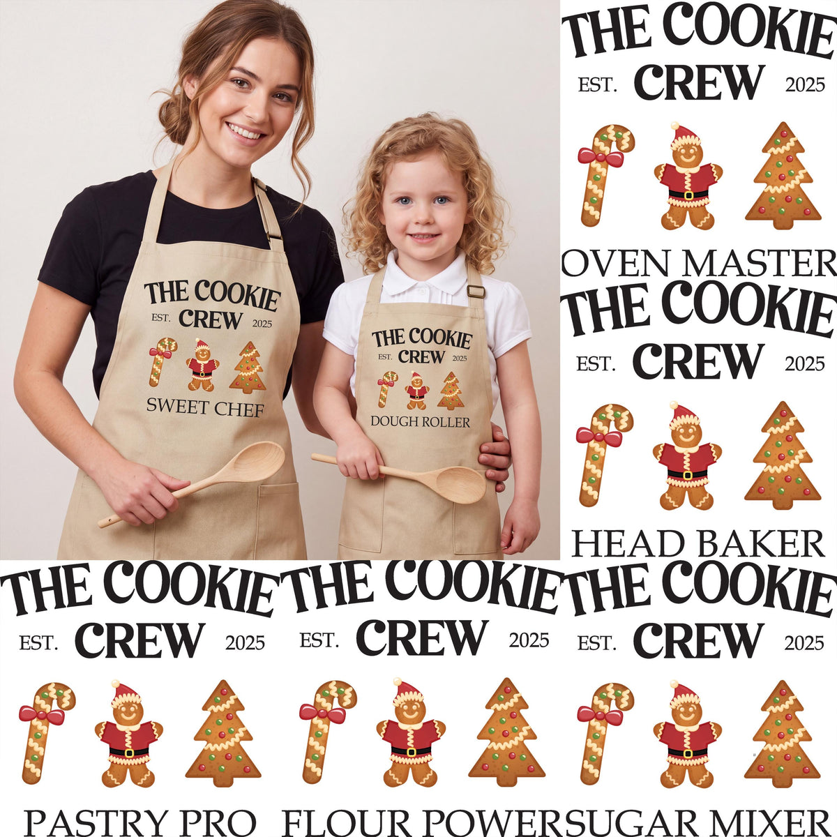 The Cookie Crew Apron, Custom Christmas Gingerbread Baking Aprons