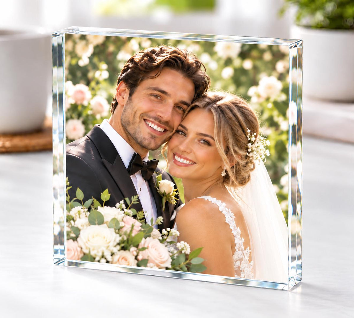 Custom Photo Square Acrylic Block, Personalized Christmas Photo Gift