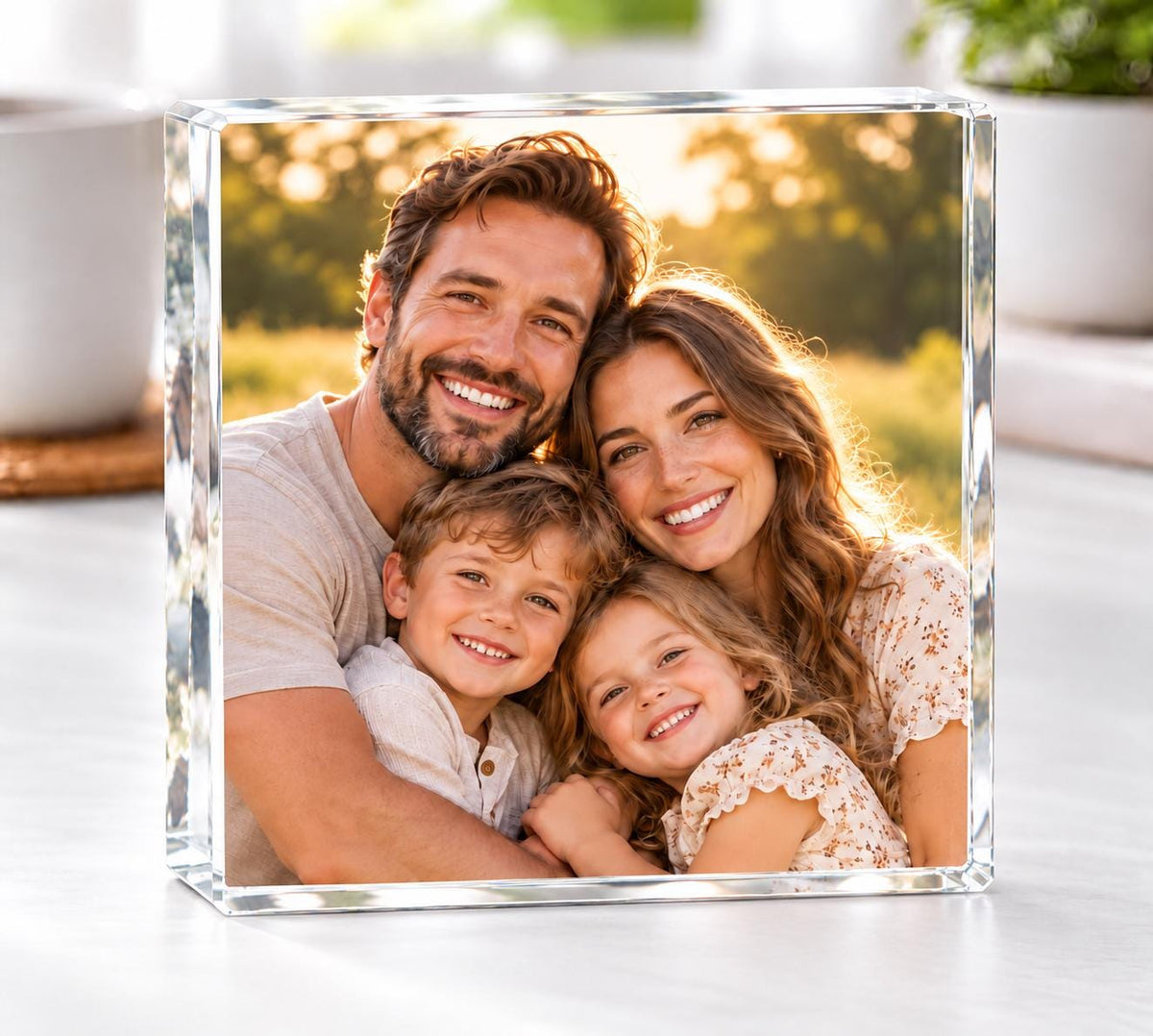 Custom Photo Square Acrylic Block, Personalized Christmas Photo Gift