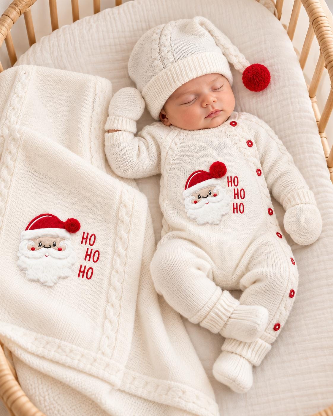 Knit Baby Christmas Outfit, Knitted Newborn Santa Romper, Newborn Gift Box, New Baby Gift Box, Baby Shower Gift