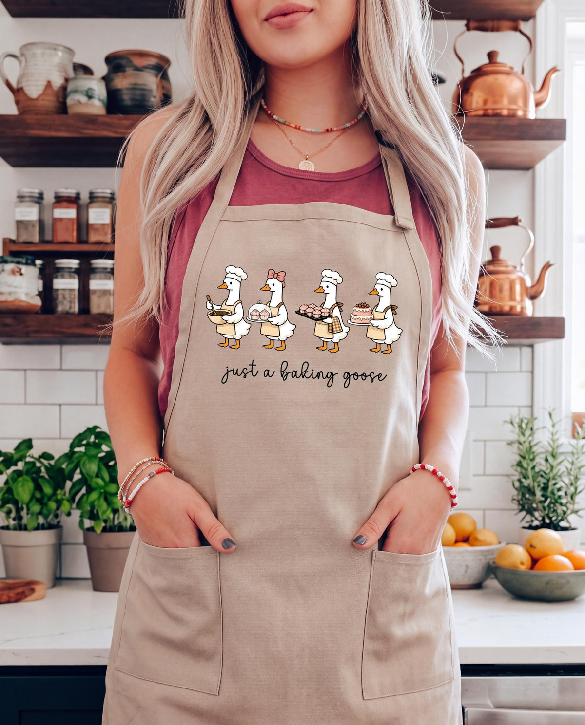 Just a Baking Goose Apron, Funny Goose Kitchen Apron