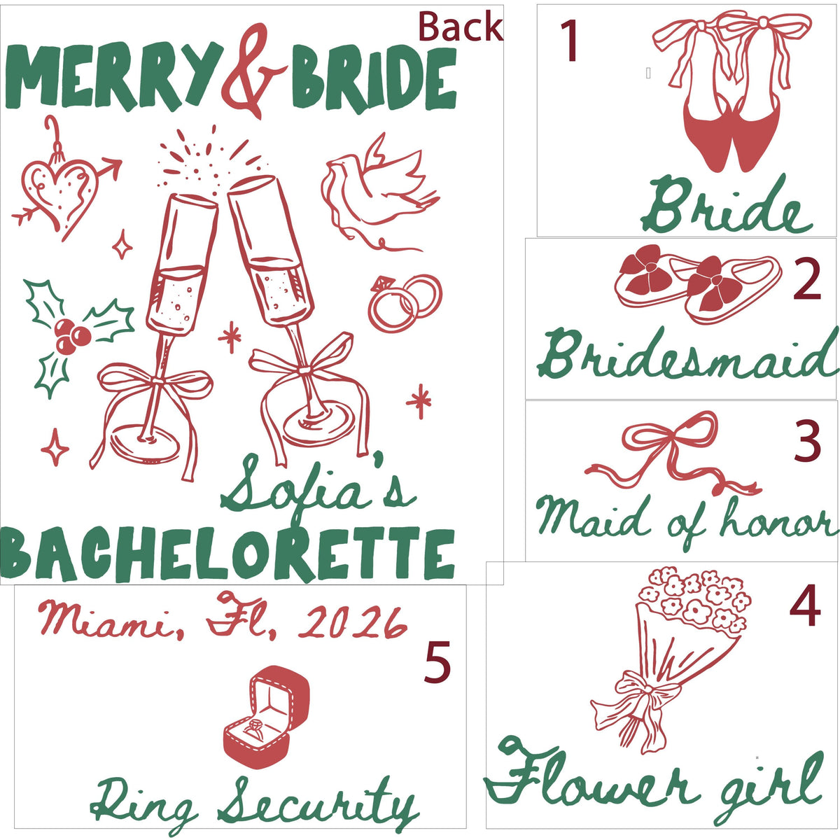 Personalized Merry Bride Comfort Colors® T-Shirt, Christmas Bachelorette Party Tee