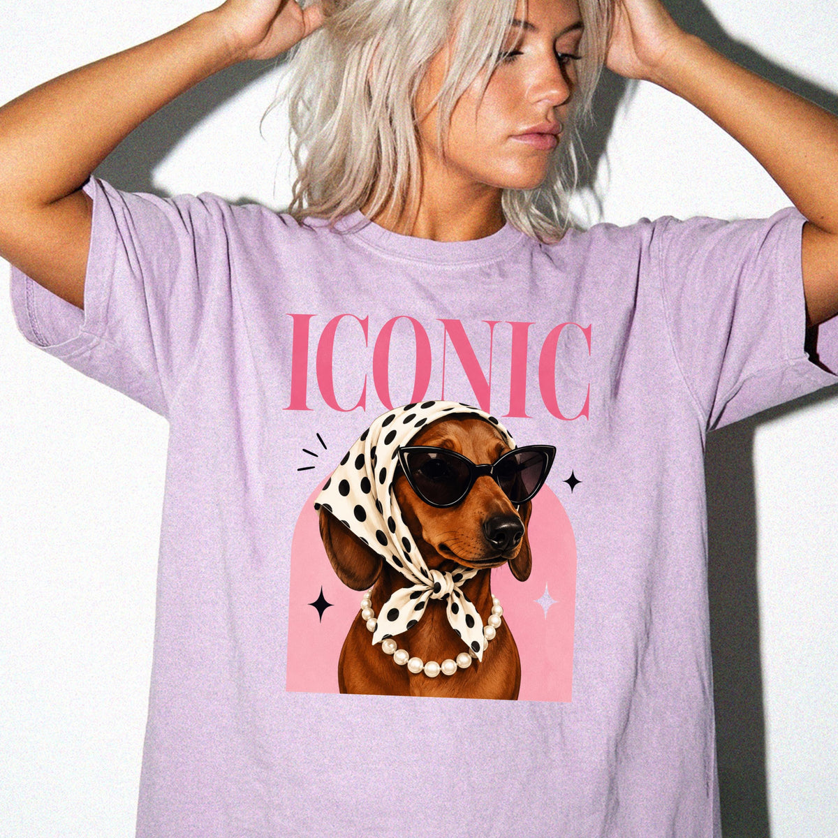 Iconic Dachshund Comfort Colors® T-Shirt, Glam Dog with Sunglasses Shirt