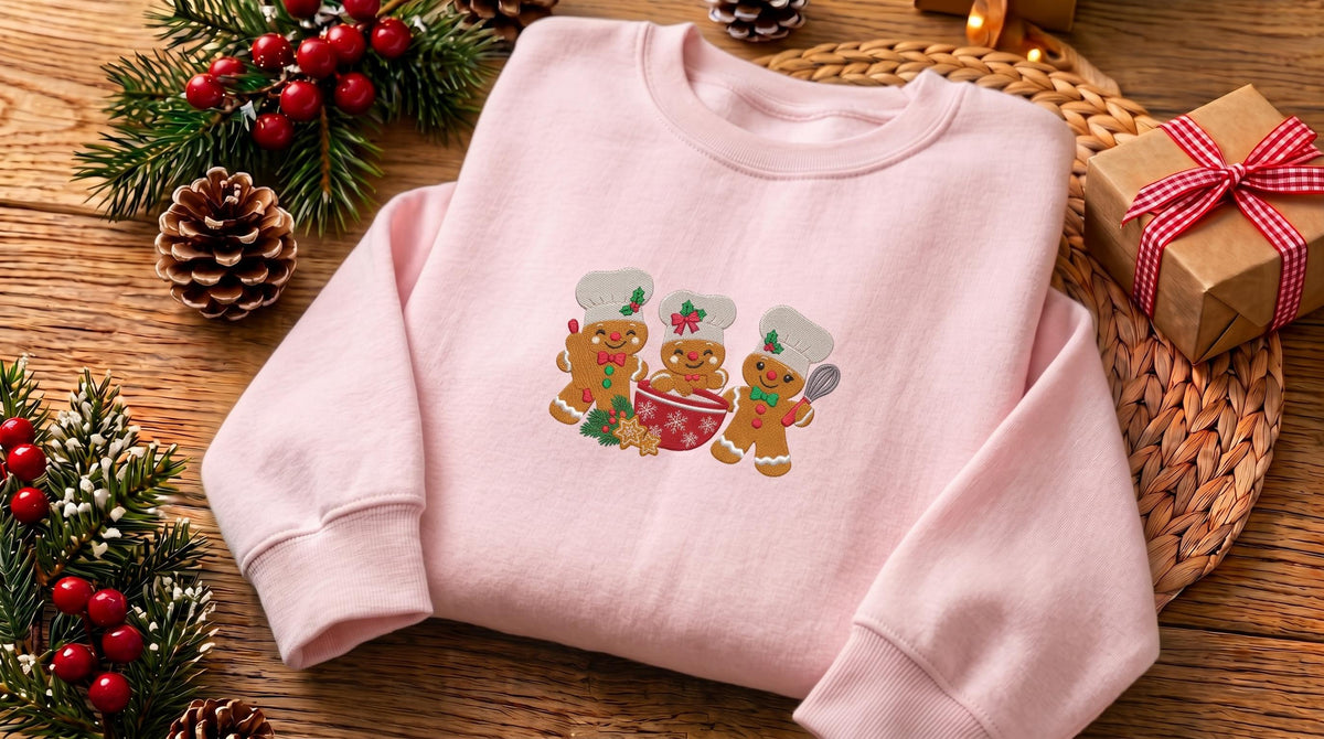 Christmas Gingerbread Baker Embroidered Sweatshirt, Merry Christmas Crewneck