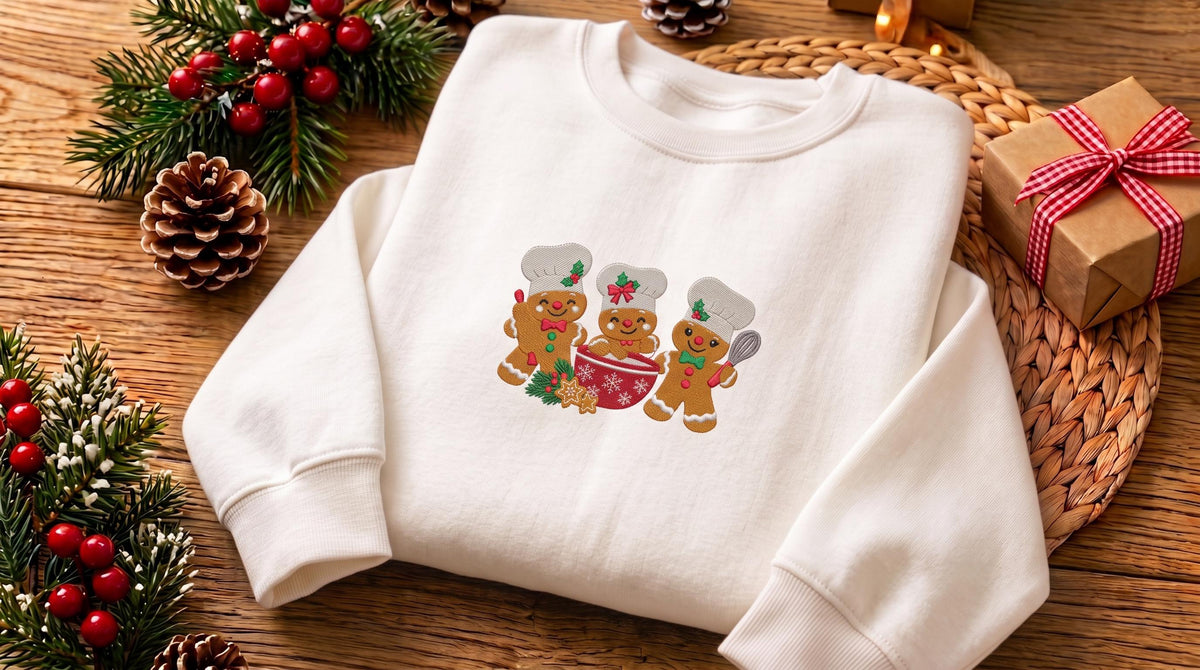 Christmas Gingerbread Baker Embroidered Sweatshirt, Merry Christmas Crewneck