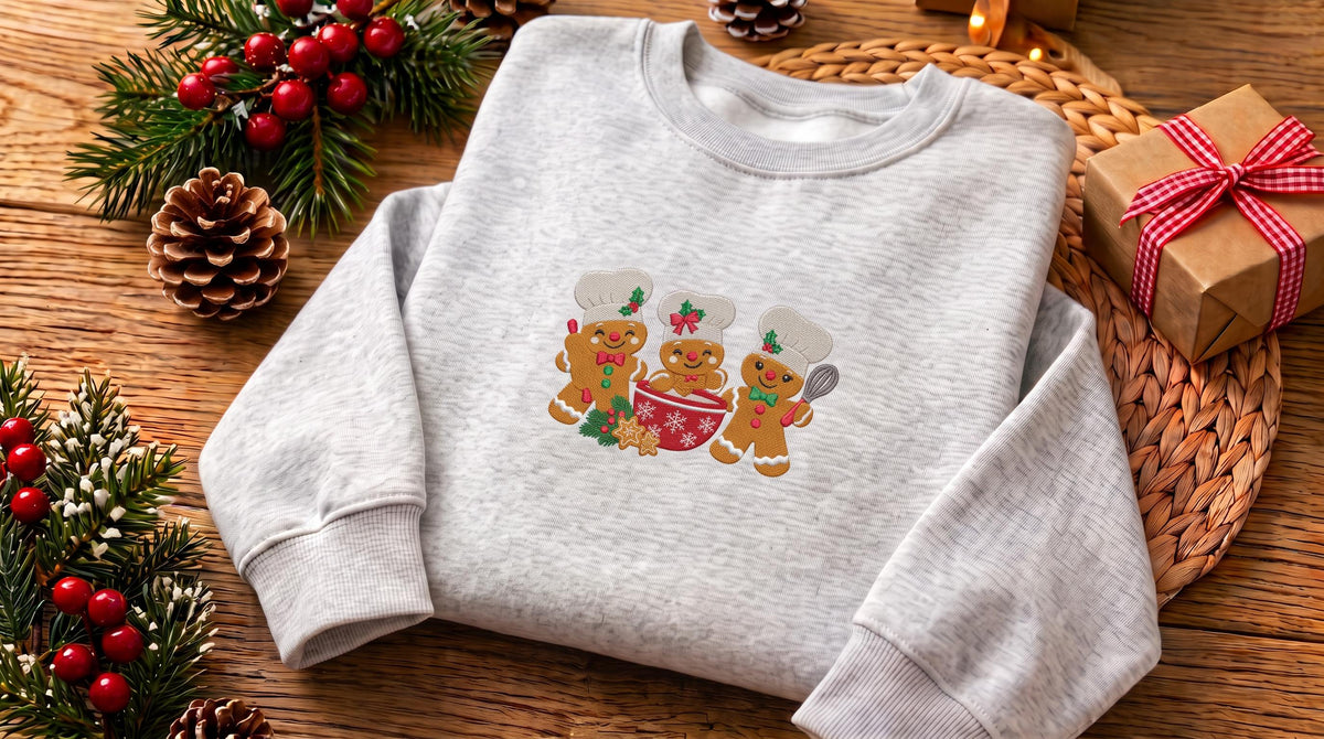 Christmas Gingerbread Baker Embroidered Sweatshirt, Merry Christmas Crewneck