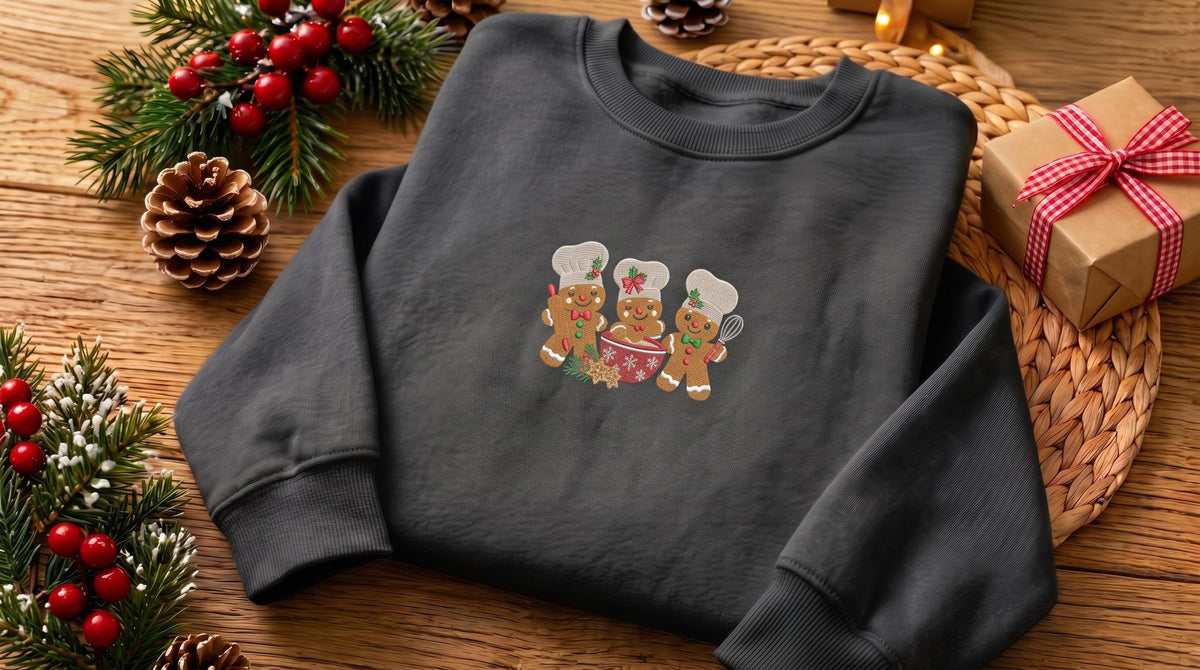 Christmas Gingerbread Baker Embroidered Sweatshirt, Merry Christmas Crewneck