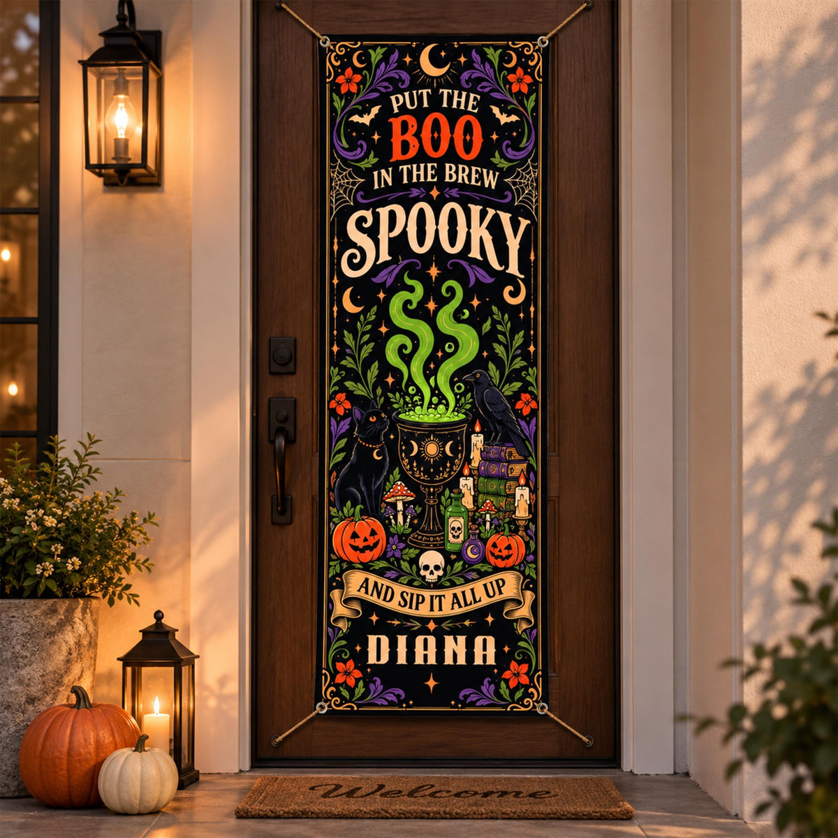 Custom Halloween Door Banner, Spooky Witch Potion Boo Brew Sign