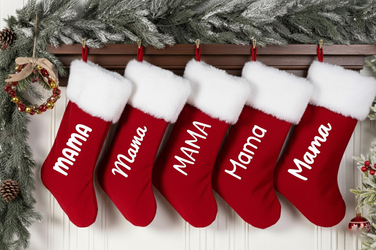 Personalized Family Christmas Stockings, Red & Green Name Stockings