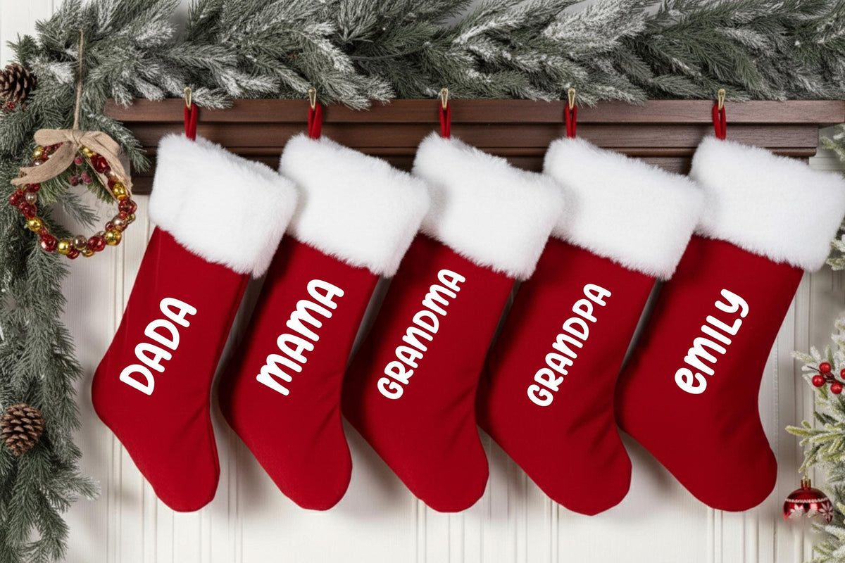 Personalized Family Christmas Stockings, Red & Green Name Stockings