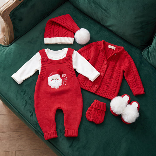 Santa Knit Romper Set for Baby, Newborn Christmas Gift Box