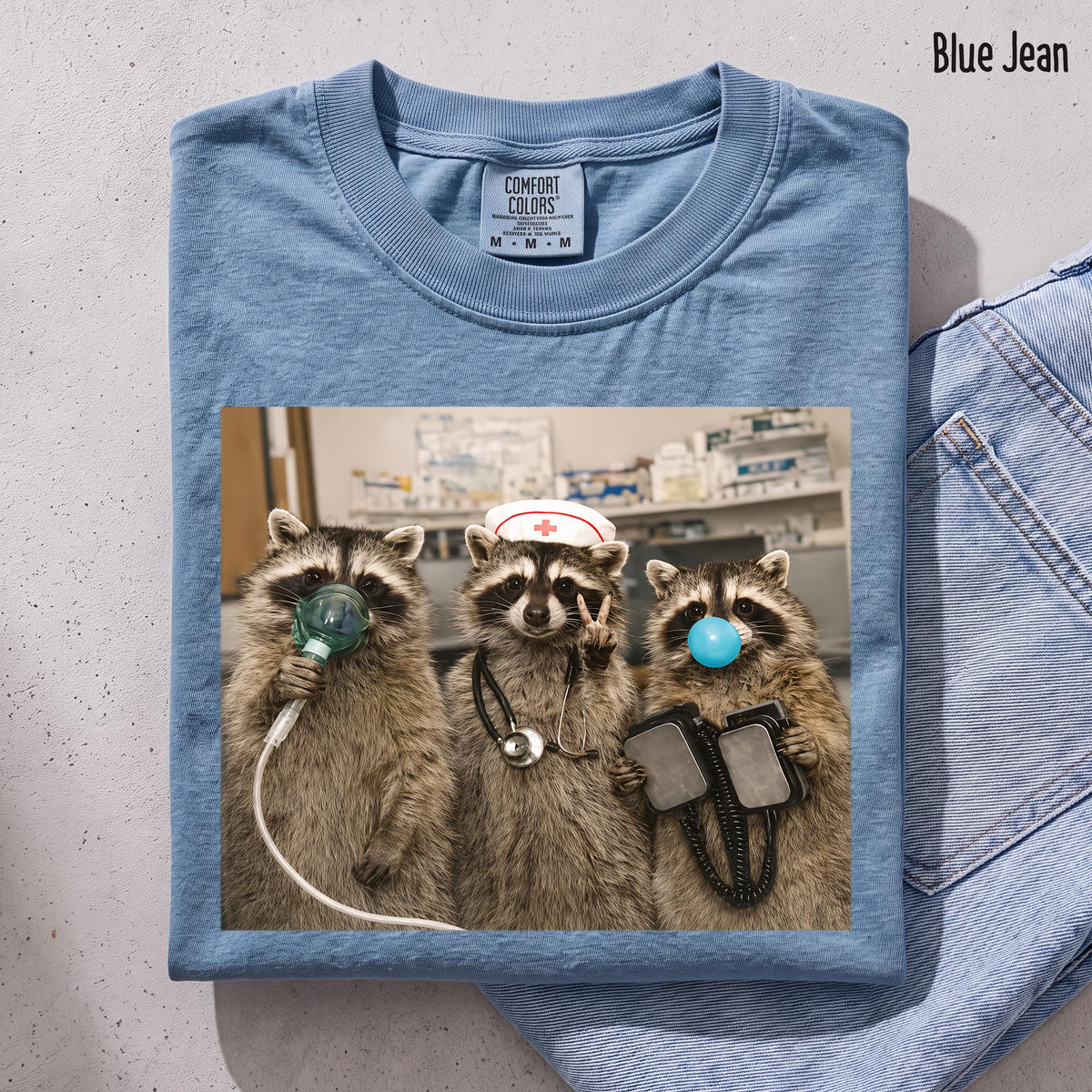 Raccoon Nurse Comfort Colors® Shirt, Funny Nurse T-Shirt, Nursing Student Gift Tee
