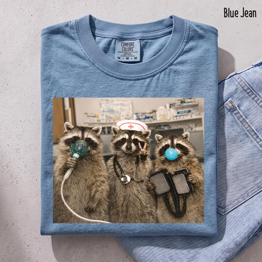 Raccoon Nurse Comfort Colors® Shirt, Funny Nurse T-Shirt, Nursing Student Gift Tee