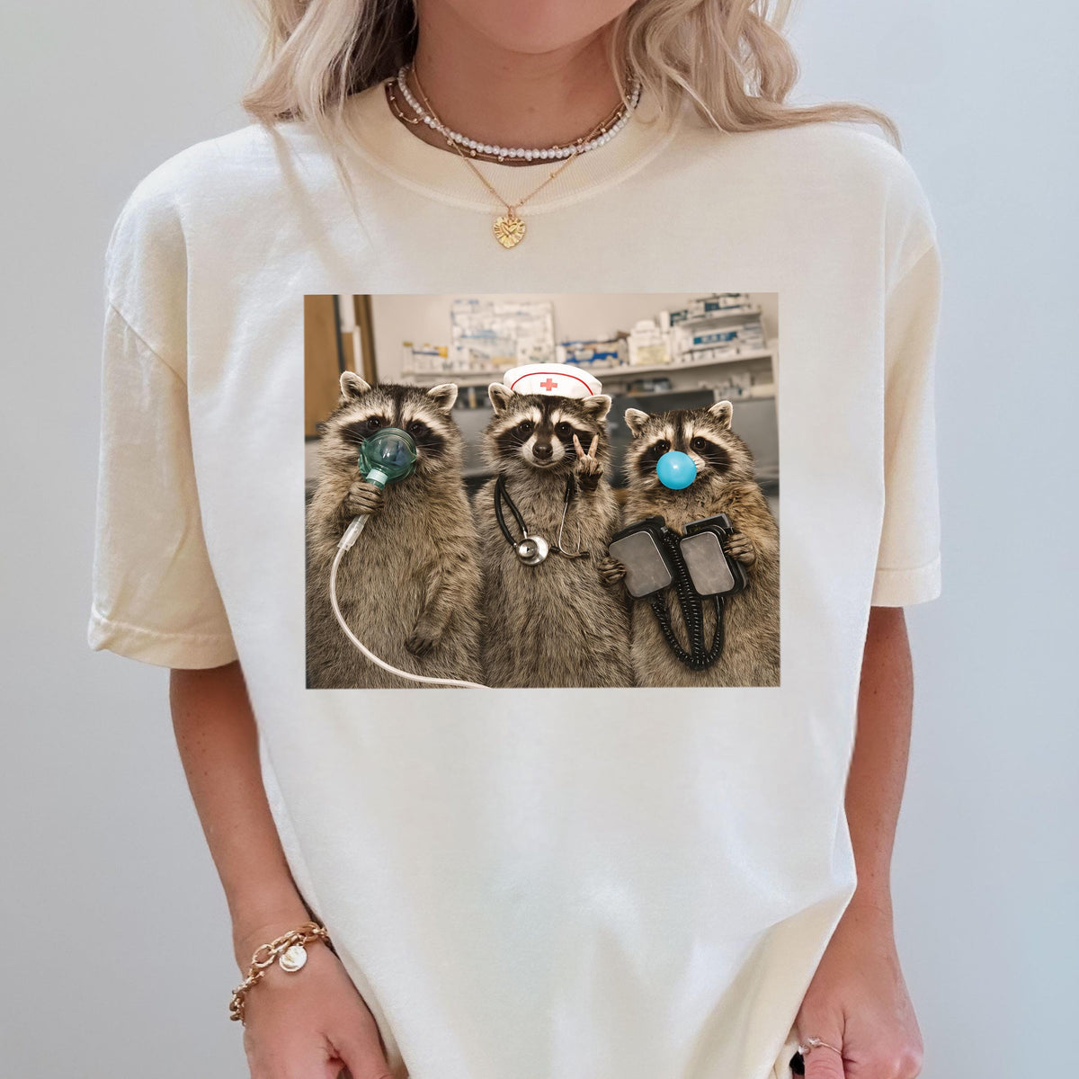 Raccoon Nurse Comfort Colors® Shirt, Funny Nurse T-Shirt, Nursing Student Gift Tee
