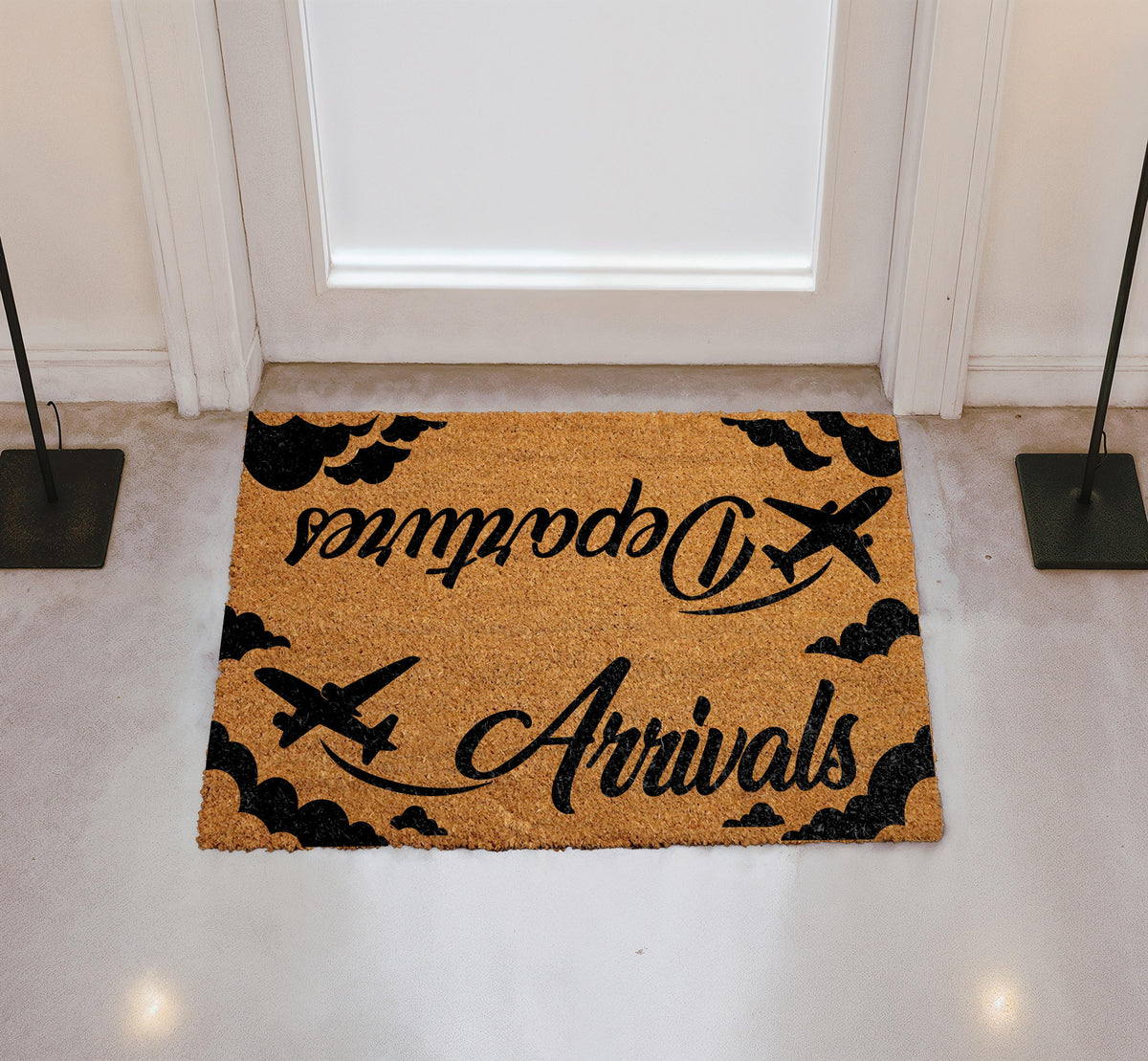 Departures Arrivals Doormat, Travel Theme Welcome Mat for Pilots