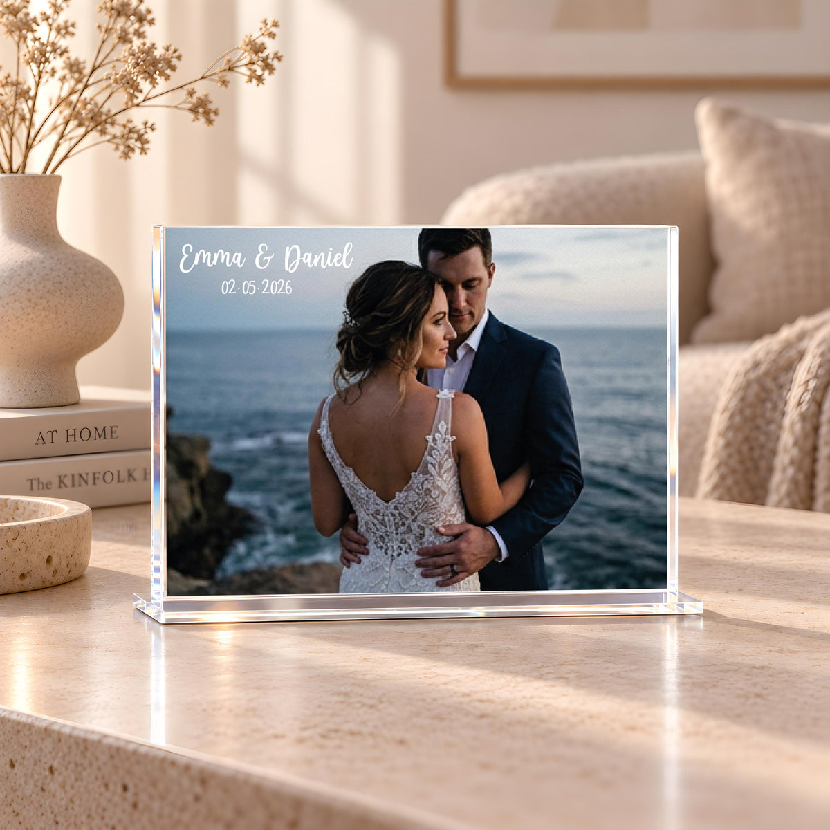 Custom Acrylic Photo Block, Personalized Wedding Picture Frame and Family Memory Plaque