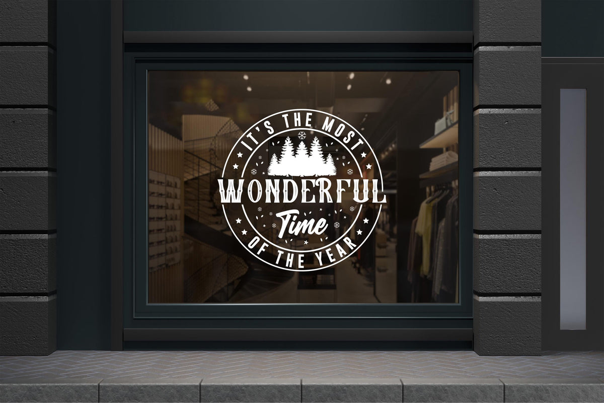 Christmas Storefront Vinyl Window Decal, It's the Most Wonderful Time of the Year Sticker