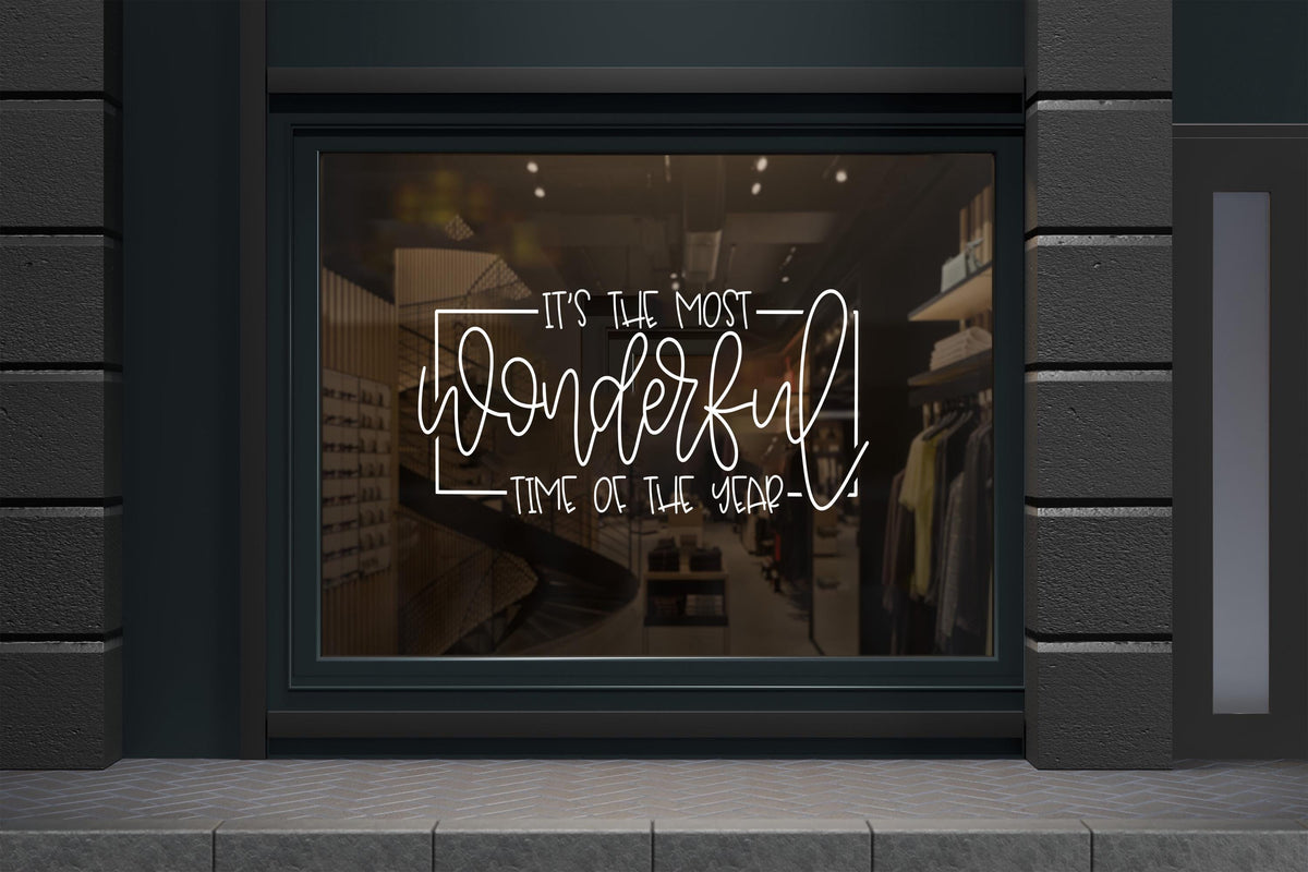 Christmas Storefront Vinyl Window Decal, It's the Most Wonderful Time of the Year Sticker