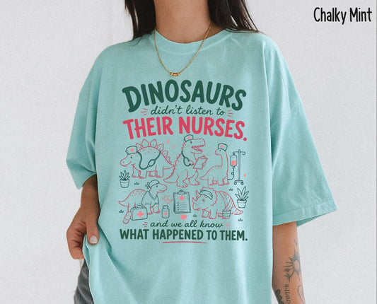 Dinosaur Nurse Comfort Colors® Shirt, Funny Pediatric Nurse T-Shirt