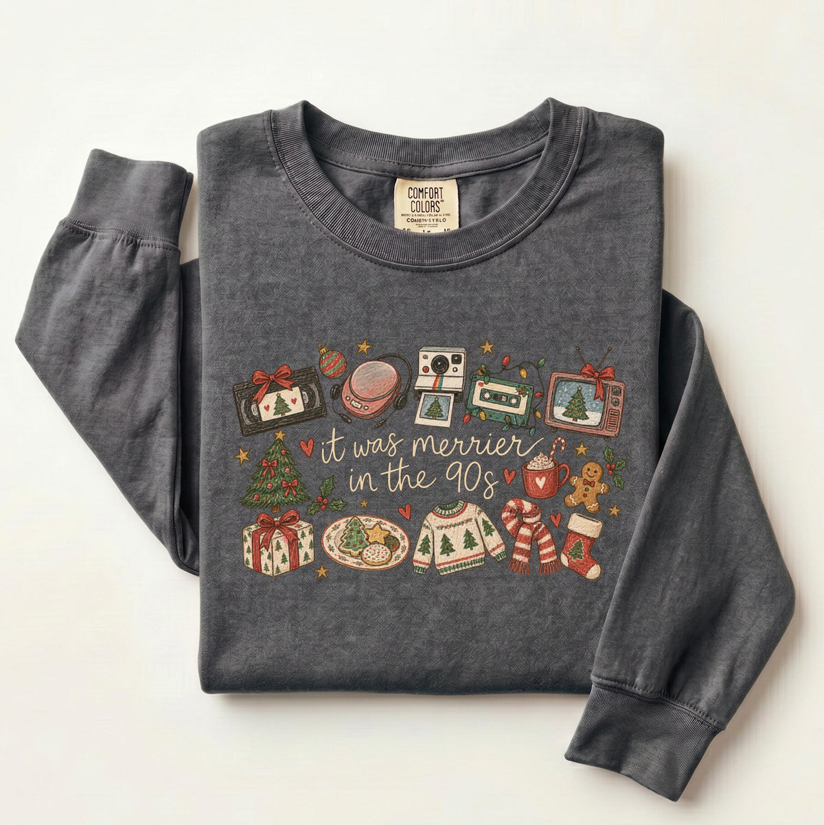 It Was Merrier in the 90's Comfort Colors® T-Shirt, Retro Xmas Long Sleeve