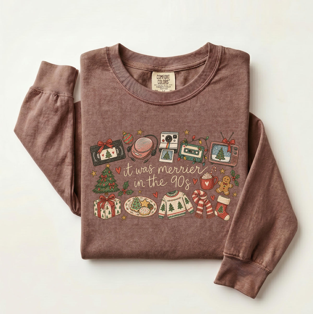 It Was Merrier in the 90's Comfort Colors® T-Shirt, Retro Xmas Long Sleeve