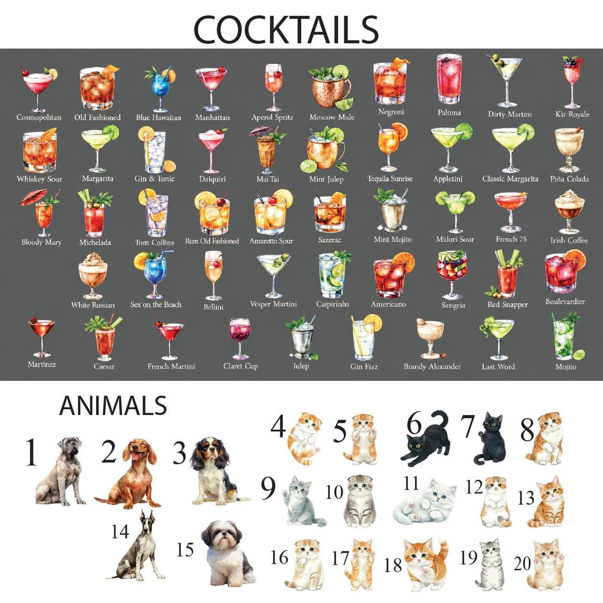 Custom Pet Signature Drinks Sign, Acrylic Wedding Bar Sign with Dog or Cat