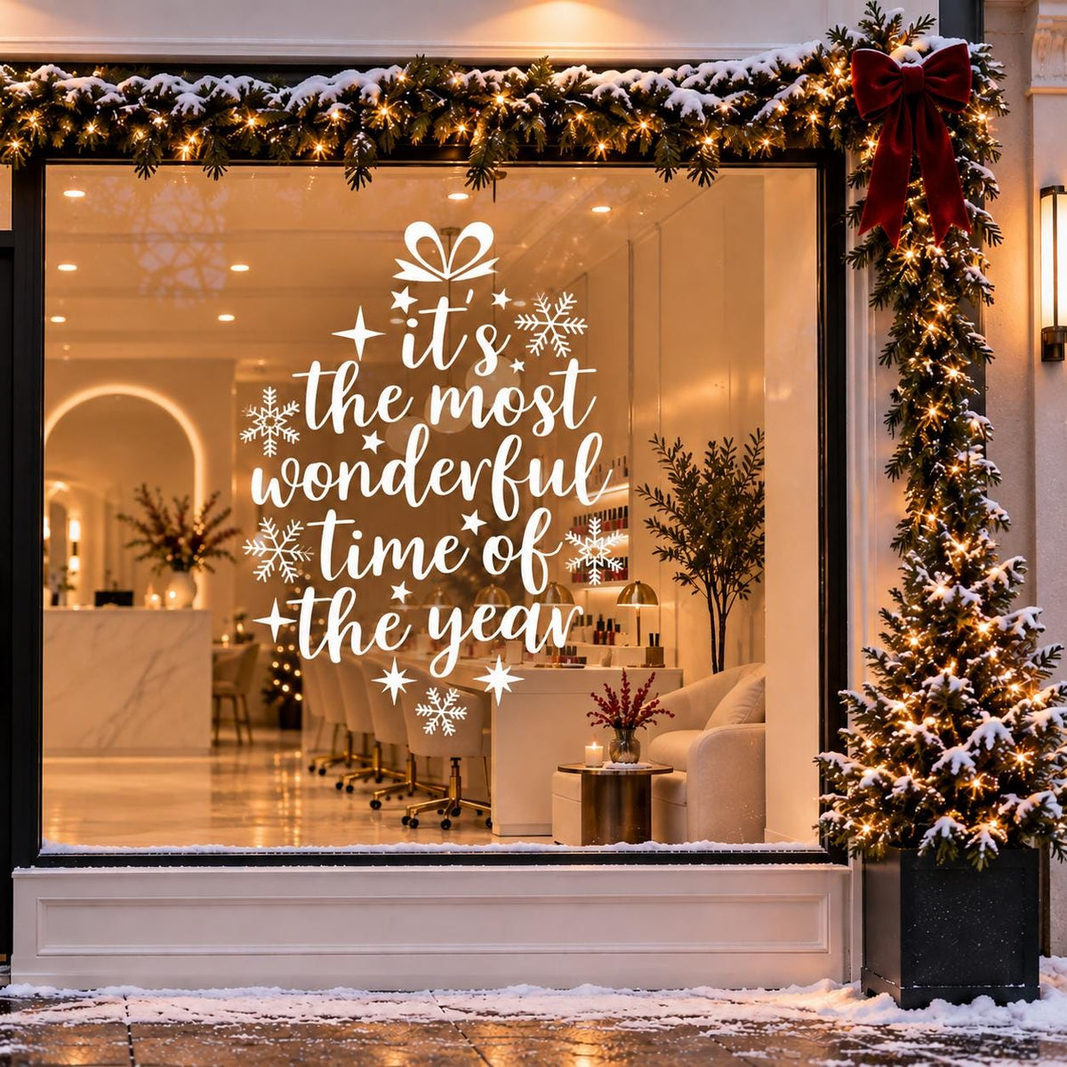 Most Wonderful Time of the Year Window Decal, Christmas Storefront Vinyl Sticker