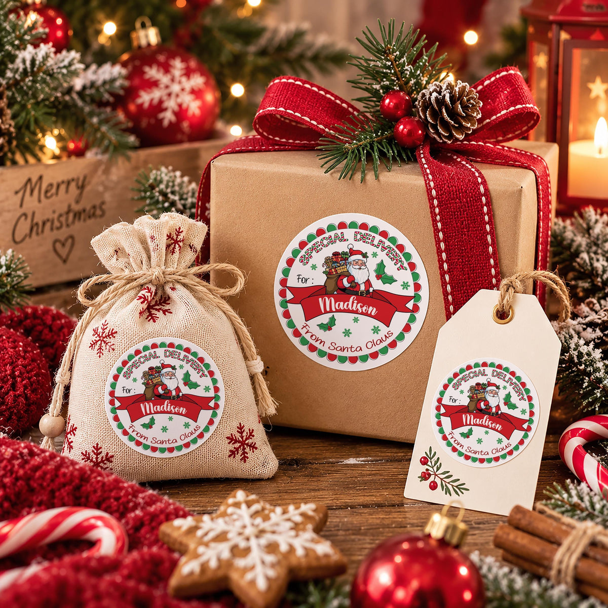 Special Delivery From Santa Claus Gift Label, Personalized Christmas Gift Sticker
