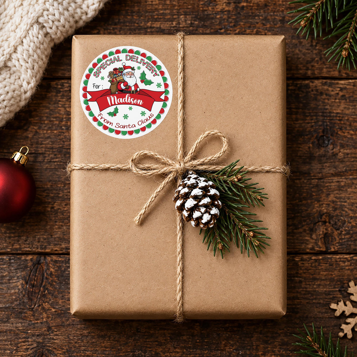 Special Delivery From Santa Claus Gift Label, Personalized Christmas Gift Sticker