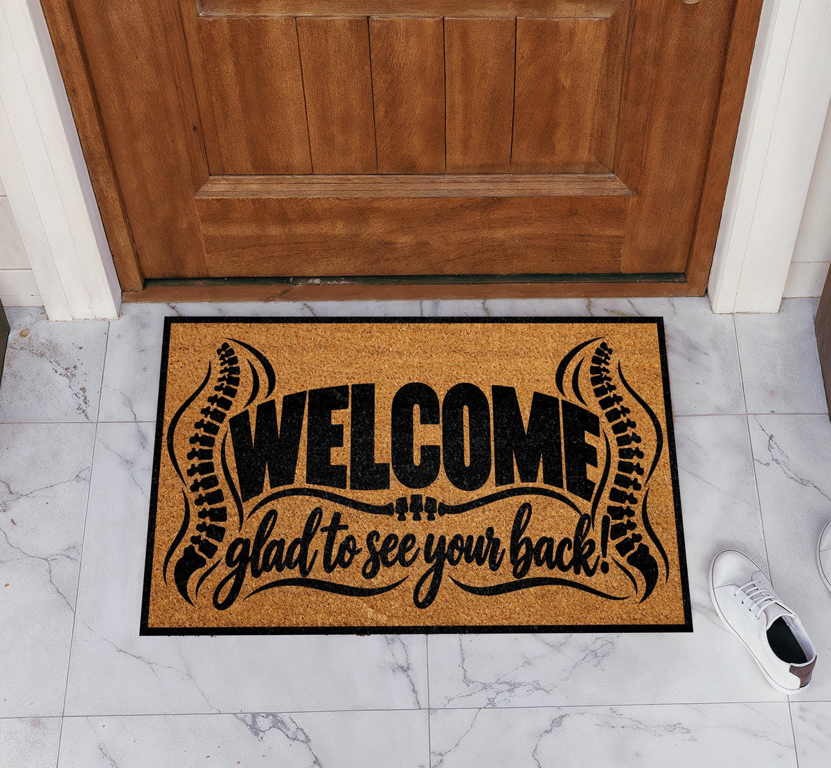 Glad to See Your Back Doormat, Funny Chiropractor Office Welcome Mat
