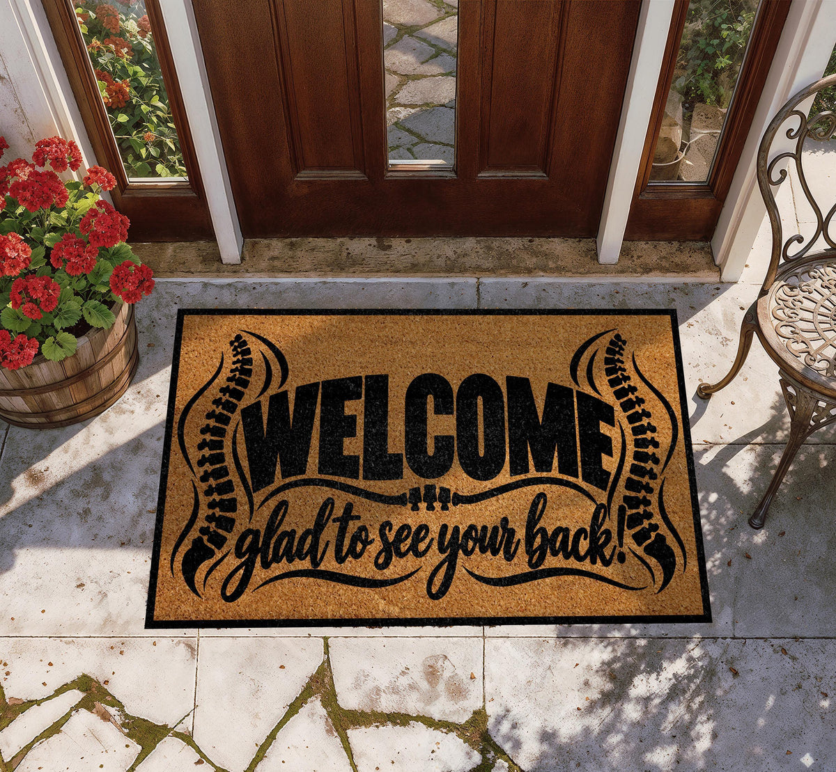 Glad to See Your Back Doormat, Funny Chiropractor Office Welcome Mat