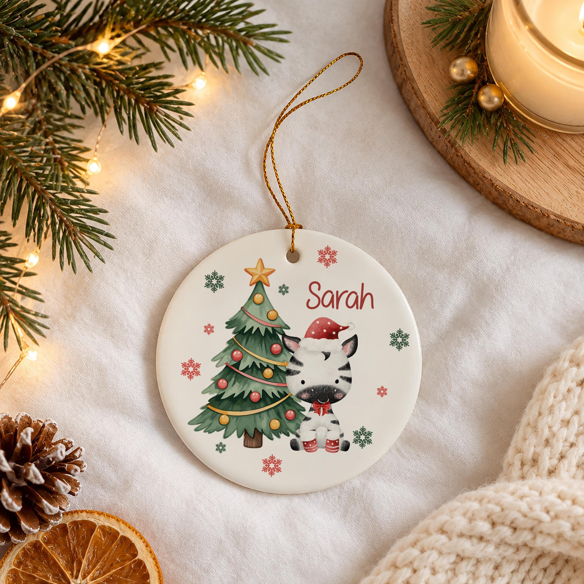 Personalized Christmas Mug & Ornament Set, Custom Name Santa or Cute Animal Design