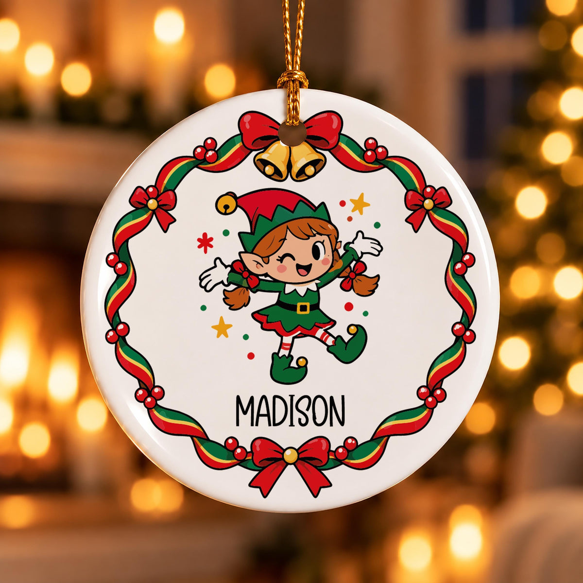 Personalized Retro Christmas Characters Mug & Ornament Set, Custom Name Ceramic Mug