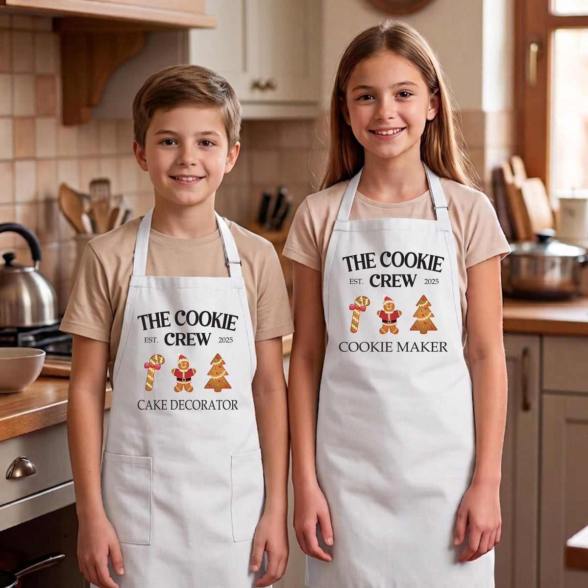 The Cookie Crew Apron, Custom Christmas Gingerbread Baking Aprons
