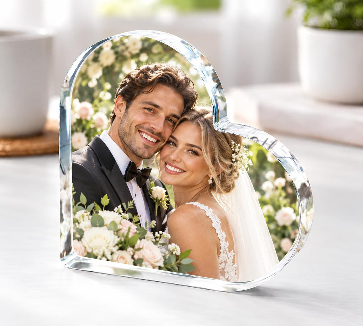 Custom Photo Heart Acrylic Plaque, Personalized Couple Photo Gift