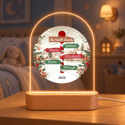 Custom Family Names Christmas Night Light, Personalized Family Keepsake for up to 12 Members