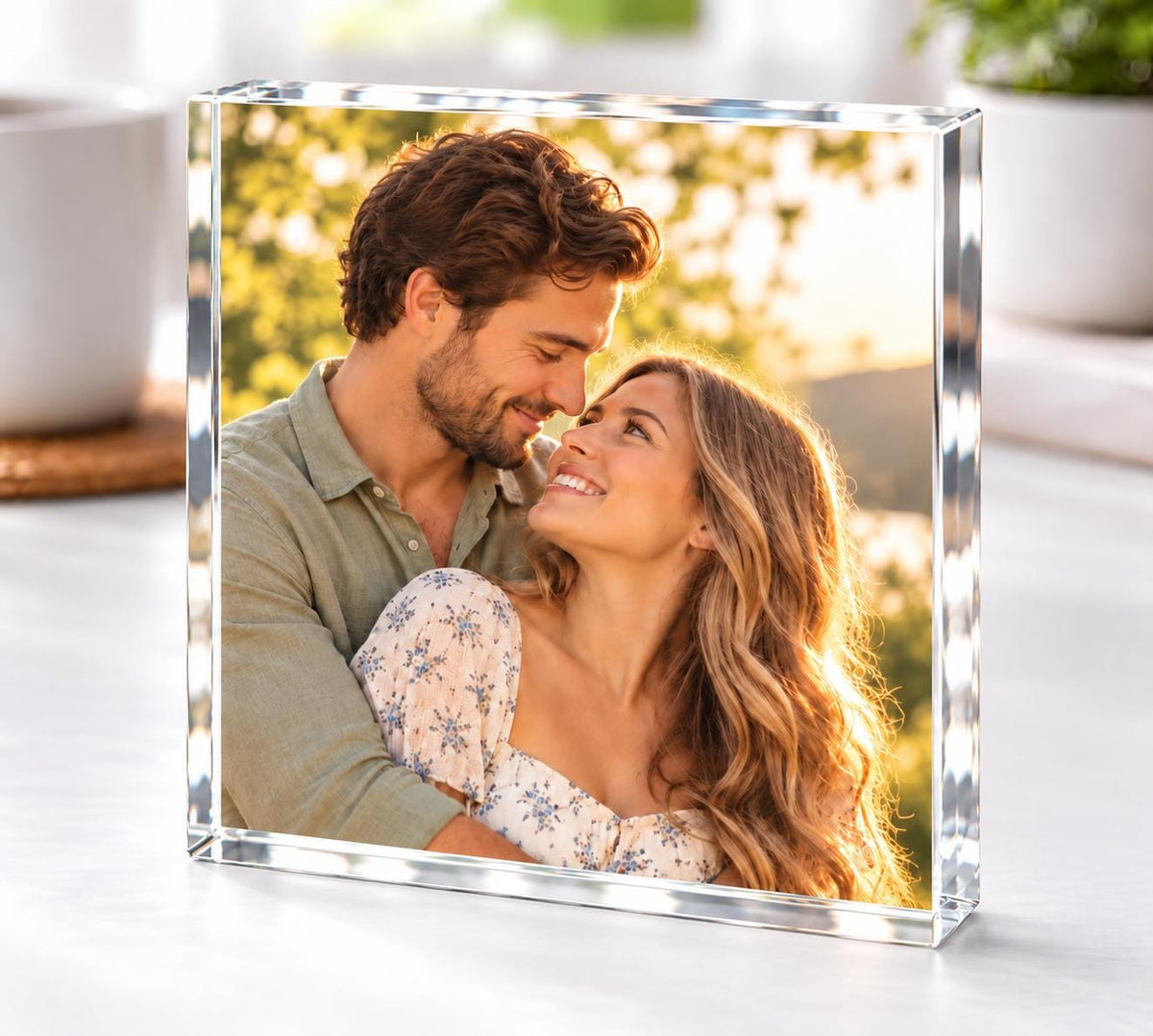 Custom Photo Square Acrylic Block, Personalized Christmas Photo Gift