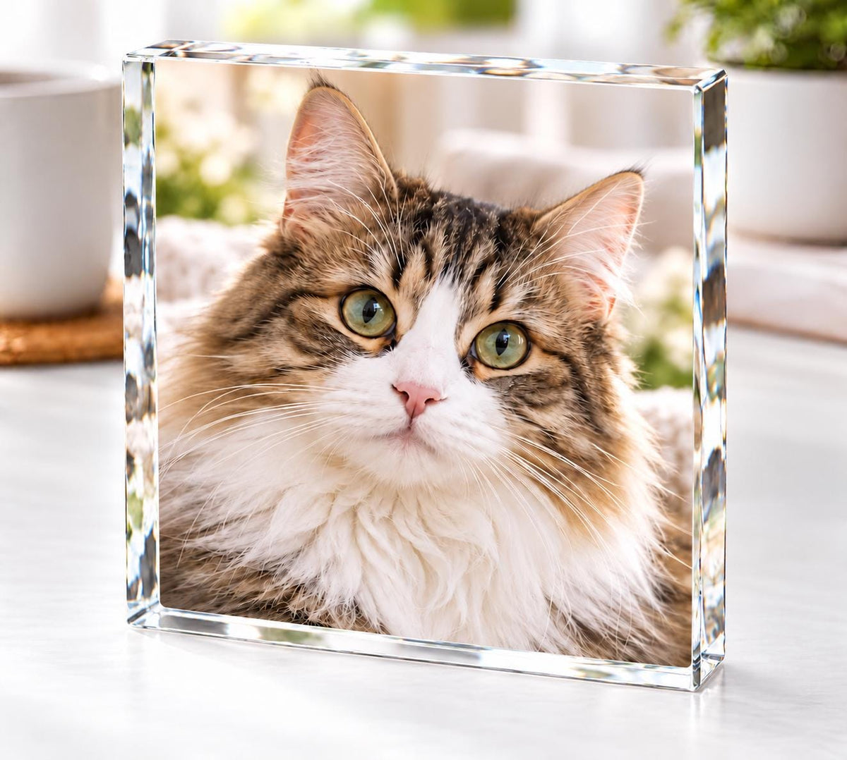 Custom Photo Square Acrylic Block, Personalized Christmas Photo Gift