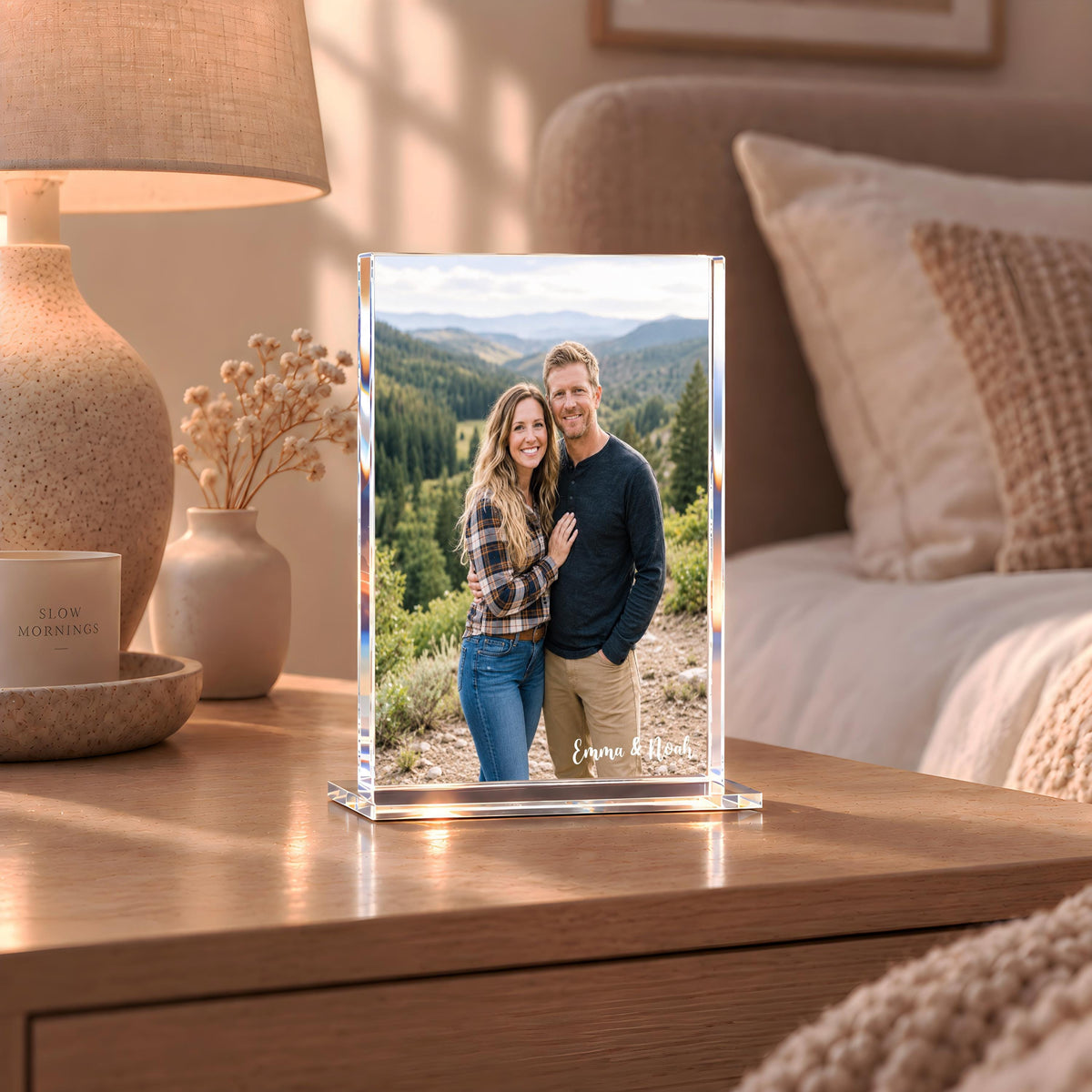 Custom Family Portrait Acrylic Block, Wedding Picture Desk Plaque