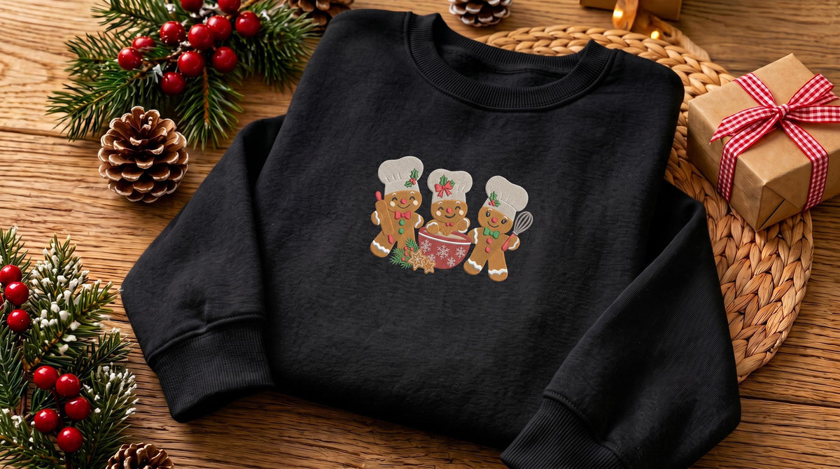Christmas Gingerbread Baker Embroidered Sweatshirt, Merry Christmas Crewneck