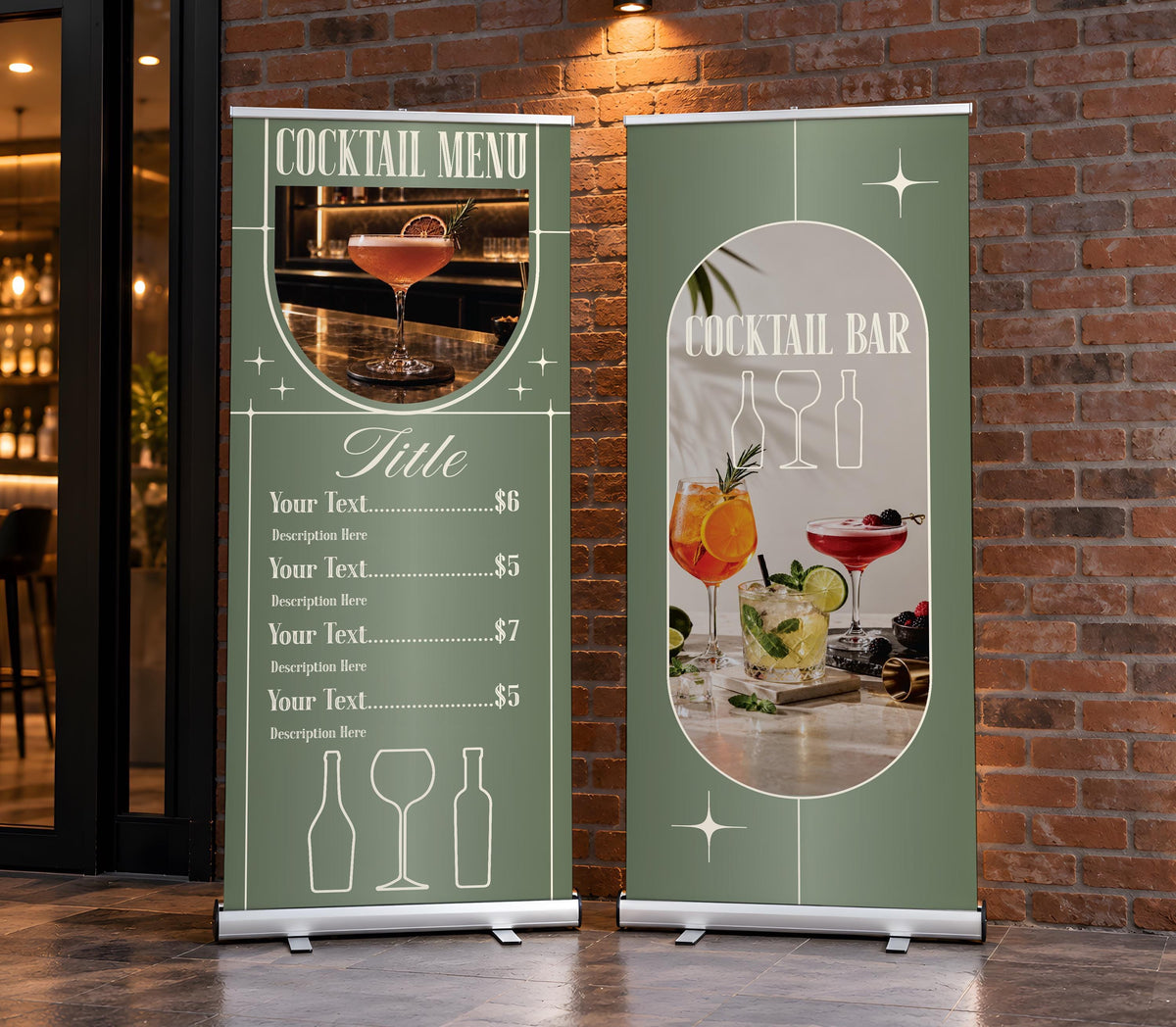 Custom Restaurant Menu Roll Up Banner, Cafe Sidewalk Display Sign
